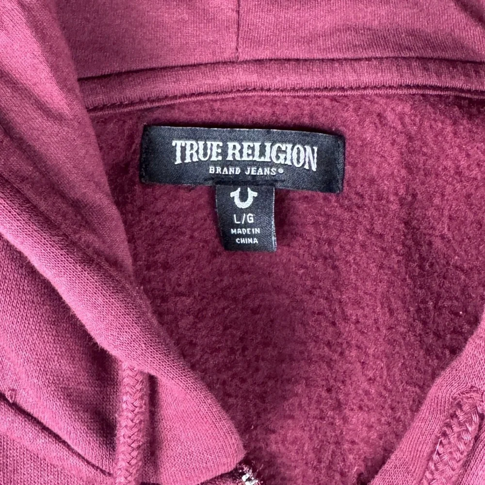 True‎ Religion Mens Horseshoe Logo Zip Up Hoodie Burgundy Large Regular Fit